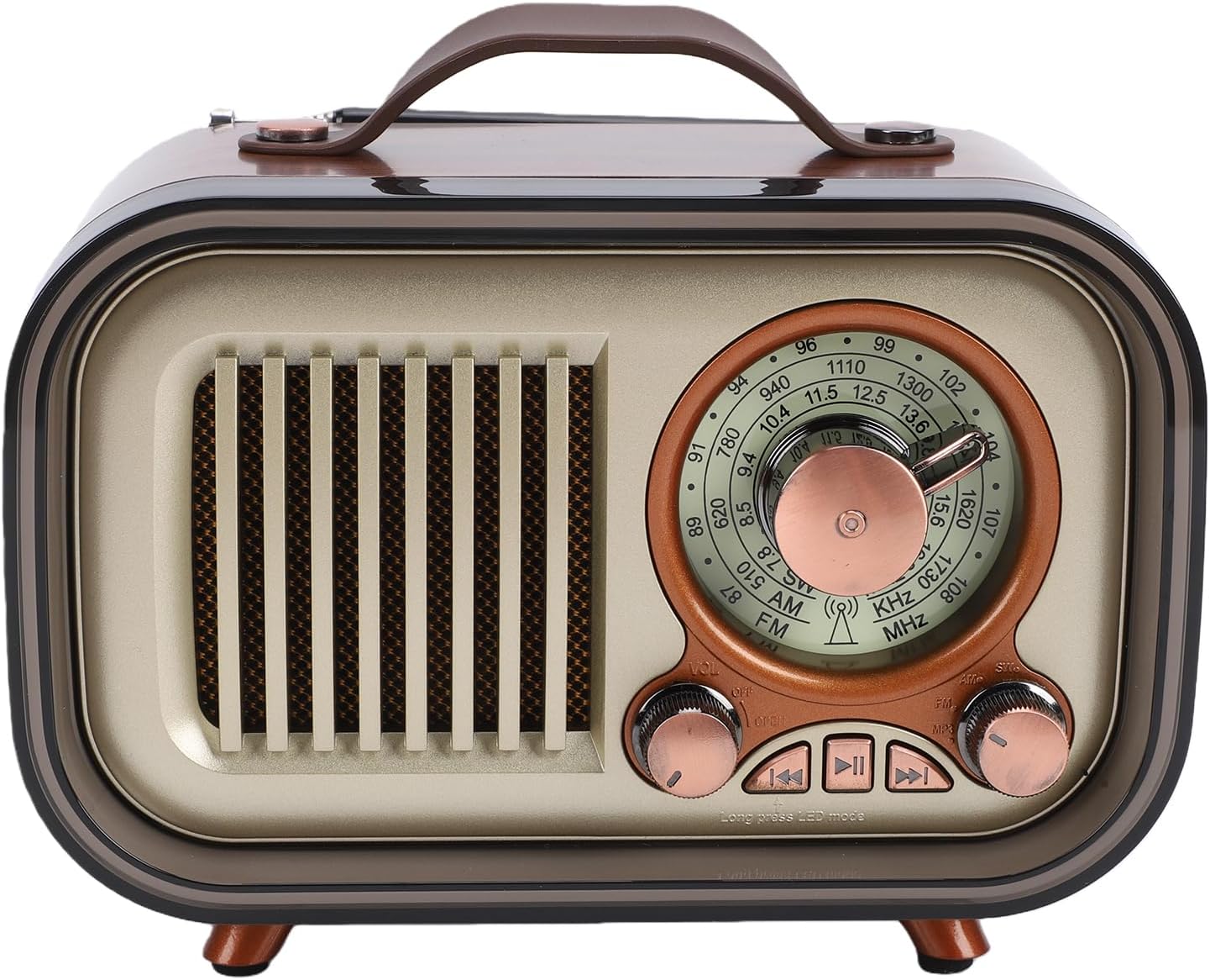 Retro Bluetooth Speaker Radio, Portable AM FM SW Radio with Telescopic Antenna, Rechargeable 1500mAh Battery for Home Car Travel Camping