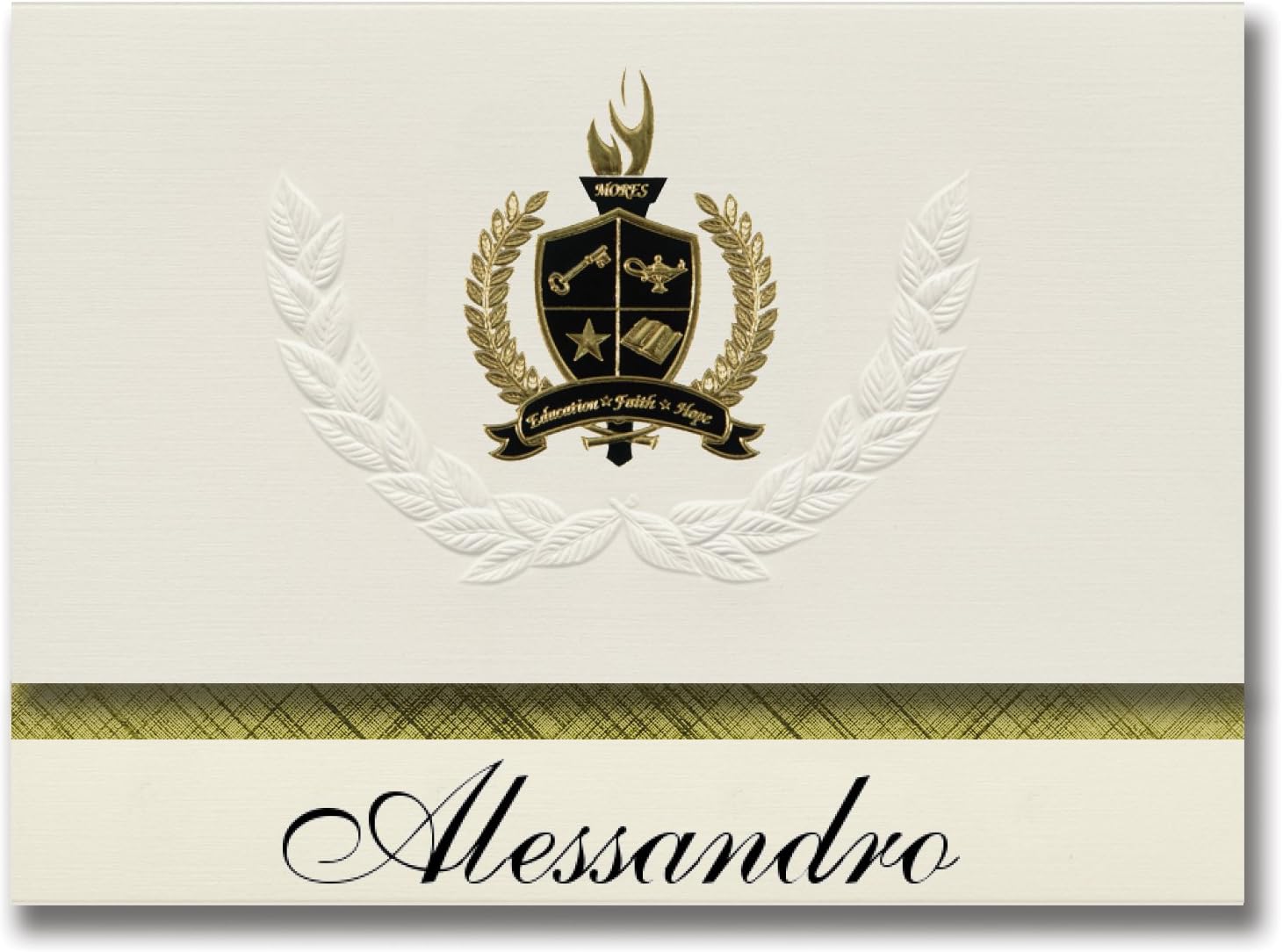 Signature Announcements Alessandro (Moreno Valley, CA) Graduation Announcements, Presidential style, Elite package of 25 with Gold & Black Metallic Foil seal