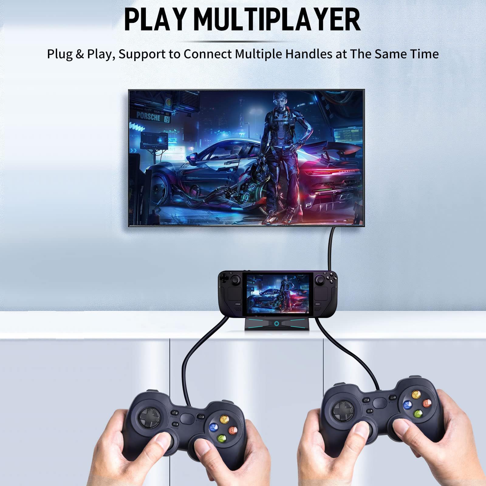 Dock per Steam Deck, Hub 6 in 1 Supporto per dock Steam Deck con 4 porte USB-A 3.0, HDMI, PD 3.0 Caricatore rapido USB-C e porte USB-C di ricarica a piena velocità, Accessori Steam Deck (Nero-2206)