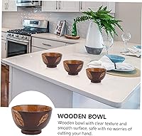 Vista 6 de ABOOFAN 3 piezas de hojas tazón de madera recipiente de verduras recipiente de pasta cuencos de arroz japonés Tazón de madera para comer tazón