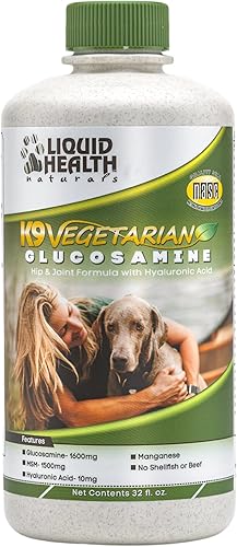 Miniatura 10 de LIQUIDHEALTH Pets K9 - Jugo de glucosamina líquido vegetariano para todos los perros, caninos con condroitina, MSM, Omega 3, antioxidantes, ácido