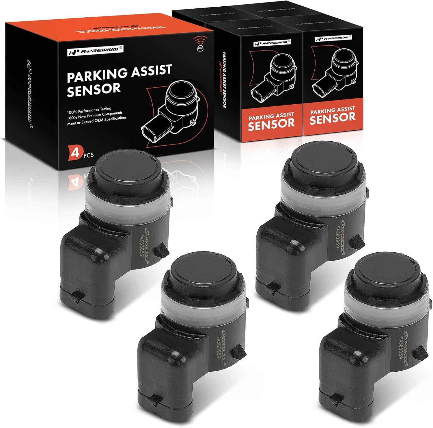 A-Premium 4-PC Front and Rear Reverse Backup Parking Assist Sensor Compatible with Select Jaguar & Land Rover Models - F-Pace 2017-2021, Discovery Sport 2015-2022, Discovery 2017-2022