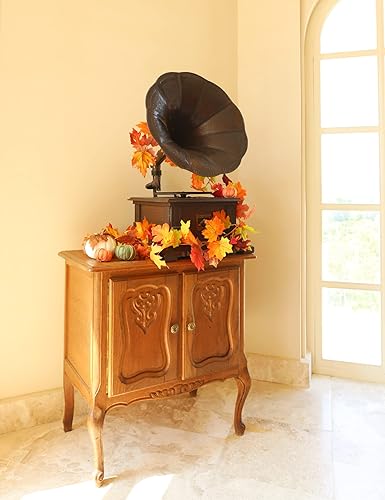 Miniatura 7 de joyhalo Paquete de 5 guirnaldas de hojas de otoño para el hogar, guirnalda de hojas de arce, vid al aire libre, decoración de otoño para porche,