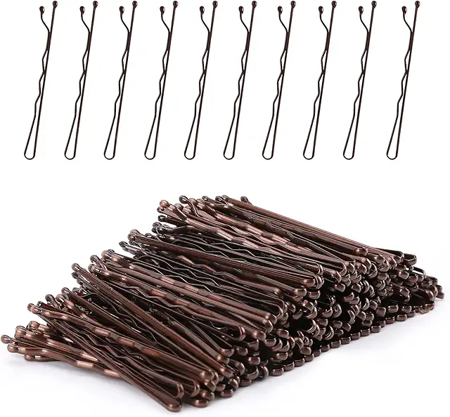 Épingles à cheveux brunes invisibles, 200 pièces avec boîte pour femmes et filles