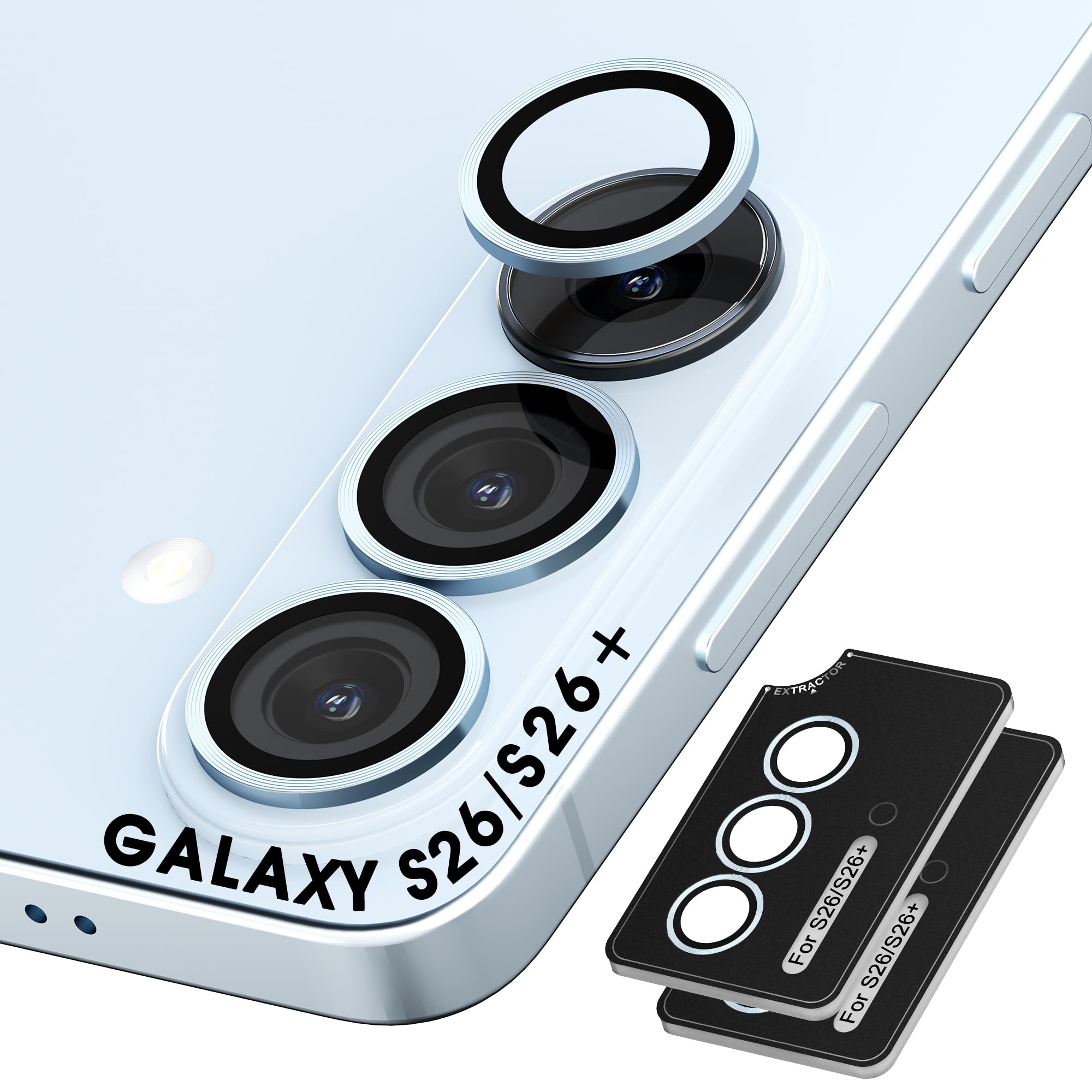 Orzero 9H Glass Camera Lens Protector for Galaxy S26/S26 Plus-Blue, 2 Set