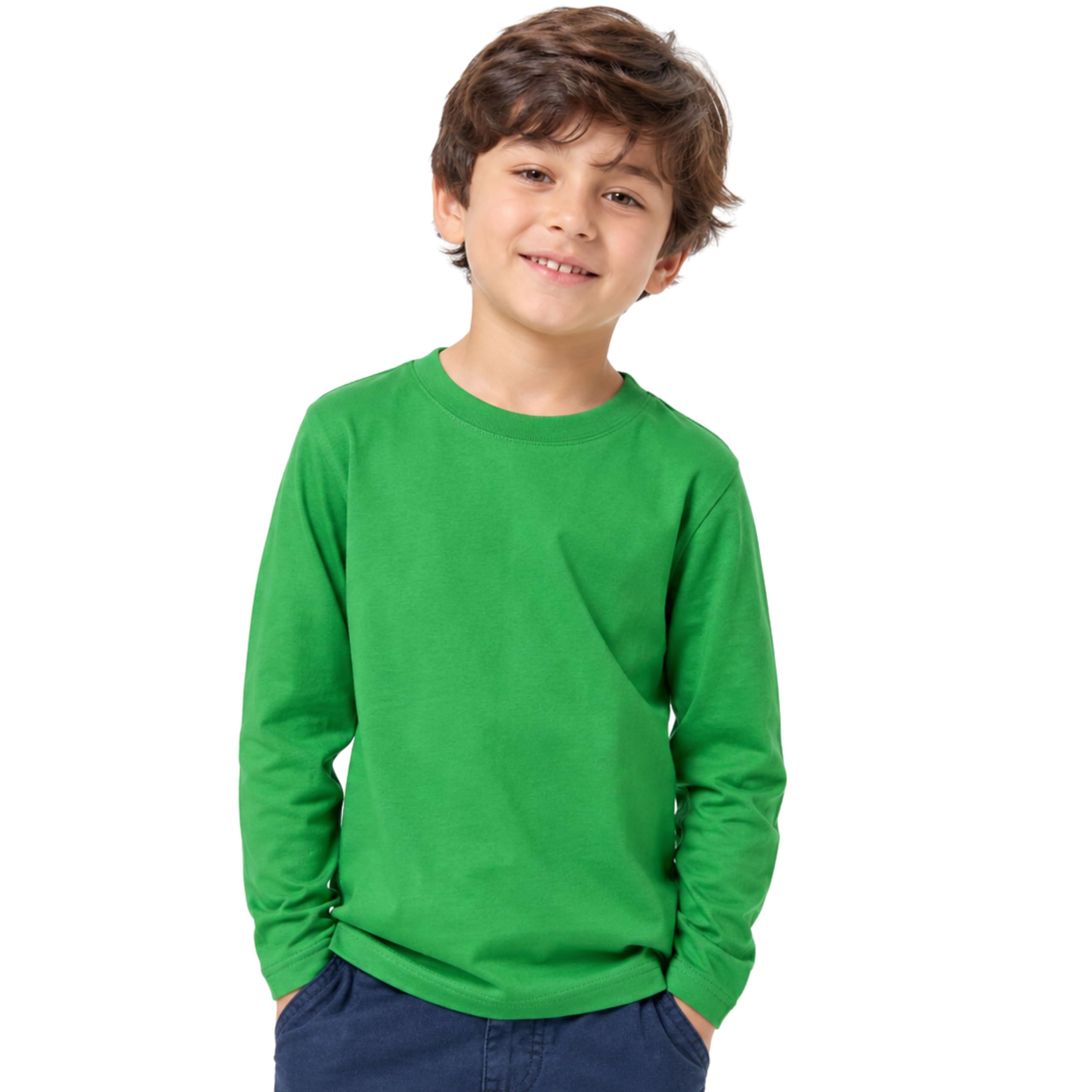 Kids Round Neck Boys T-Shirt Full Sleeves 100% Cotton Ultra Soft Fabric Comfortable Stylish Plain Solid Color Original Branded Winter Tshirt for Boy Kid
