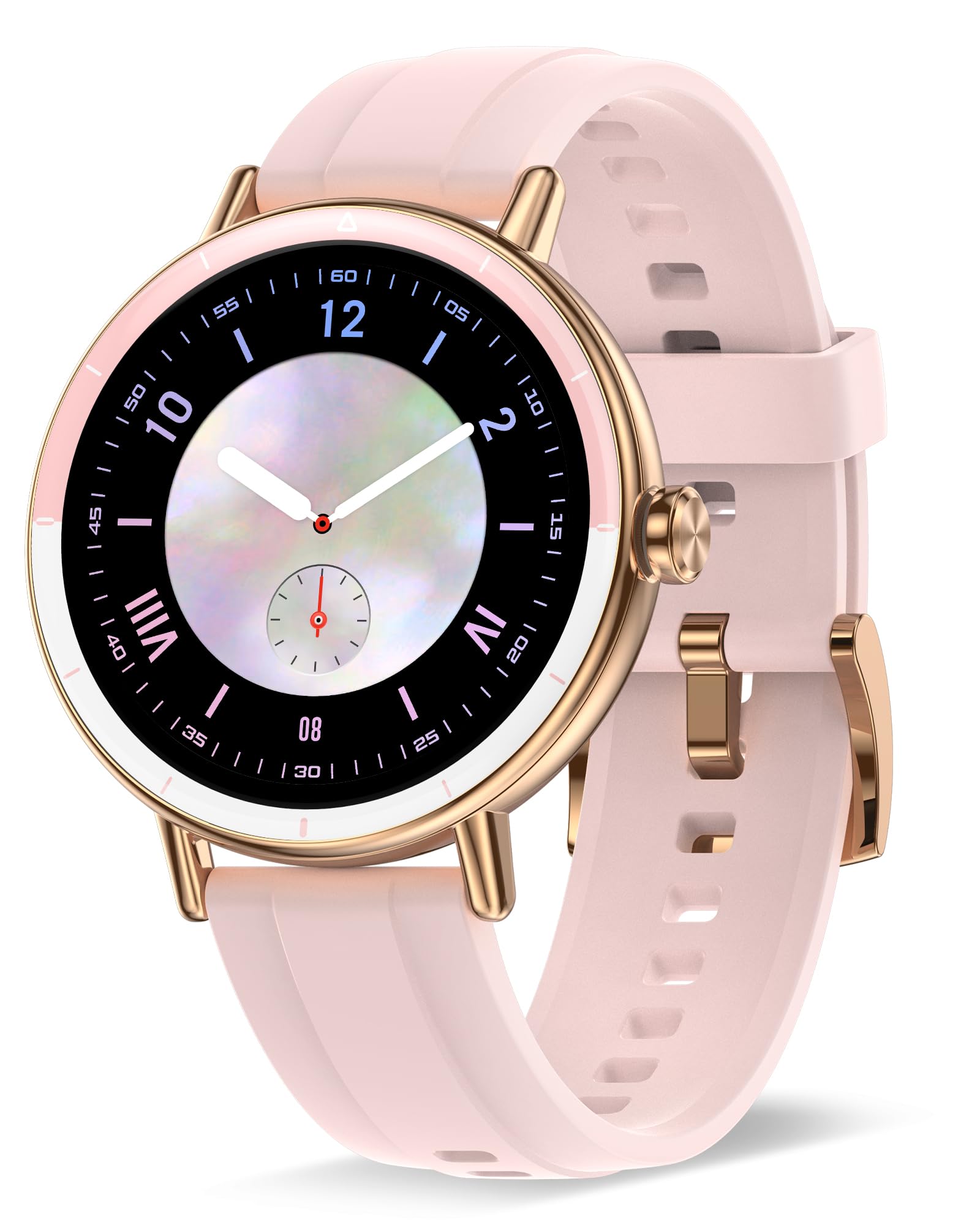 スマートウォッチ レディース 丸型 1.27インチ iPhone アンドロイド