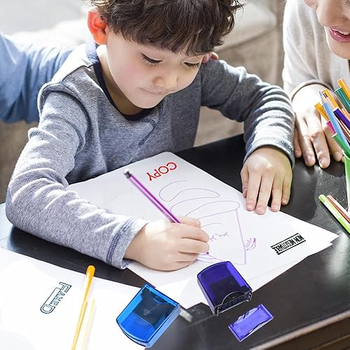 Miniatura 4 de Sellos de oficina con 8 mensajes, con tinta y bandeja de almacenamiento (8 piezas)