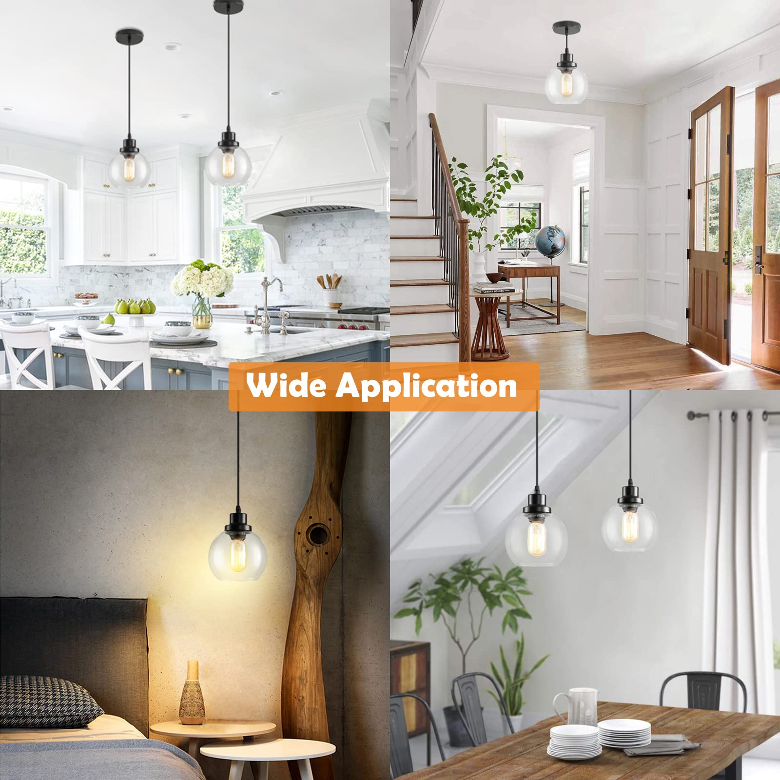 eN product｜hanger light ZZ Joakoah 2 Pack Industrial Pendant Lights, Modern Clear Glass