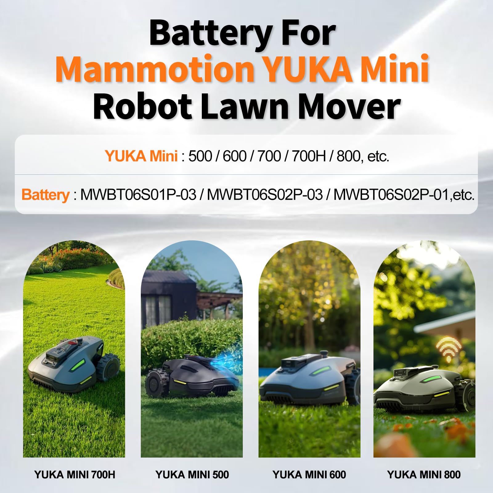 7.0Ah Akku für Mammotion Roboterrasenmäher YUKA Mini 500/600/700/700H/800 & LUBA Mini AWD 800/800H/1500/1500H– Austausch für MWBT06S01P-03, MWBT06S02P-03, MWBT06S02P-01 UVM