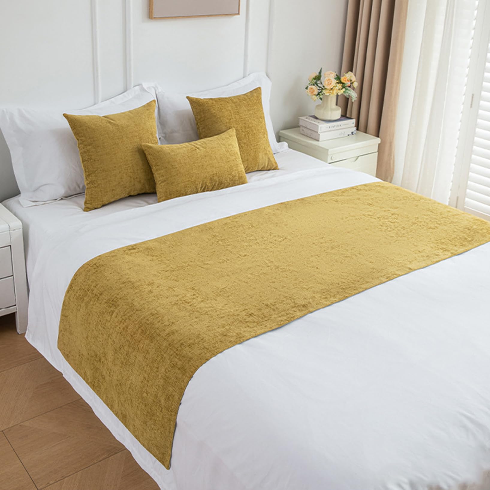 Housse de protection pour hôtel lavable et durable jaune 65x240