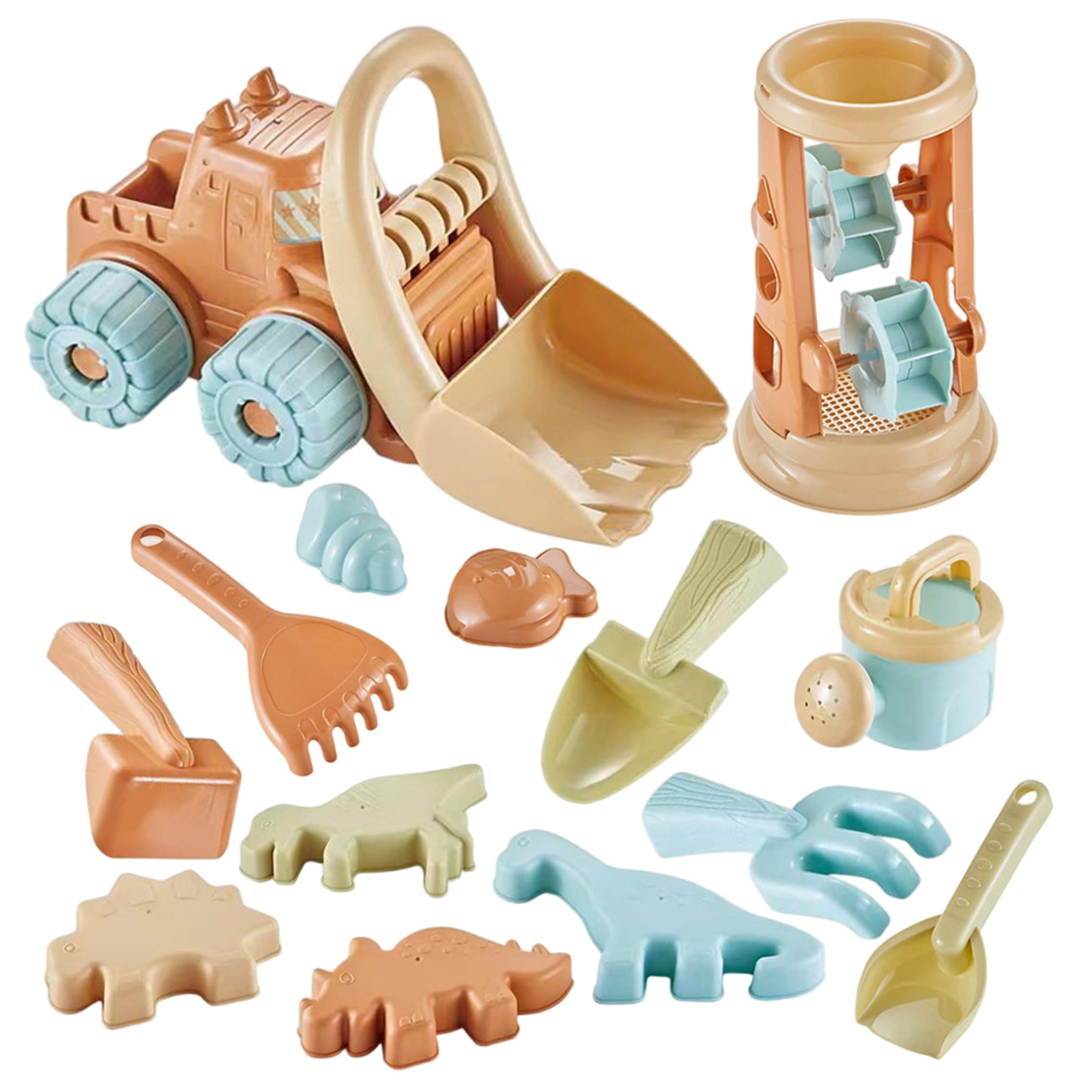 Juguetes de Caja de Arena, Juguetes de Arena de 19 Piezas para niños pequeños de 1 a 3 años: Juego de de Playa con Reloj de, Carrito, moldes y Palas