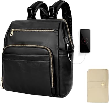 MISS FONG Changing Bag Backpack, Nappy Baby Changing Bags Waterproof Large Capacity Baby Travel for Mom & Dad with 6 Insulated Pockets,USB Port, Pram Clips and Changing Mat- Black