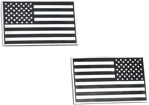 LFPartS 2 emblemas de bandera de metal 3D de Estados Unidos para automóviles y camiones (negro y cromado)