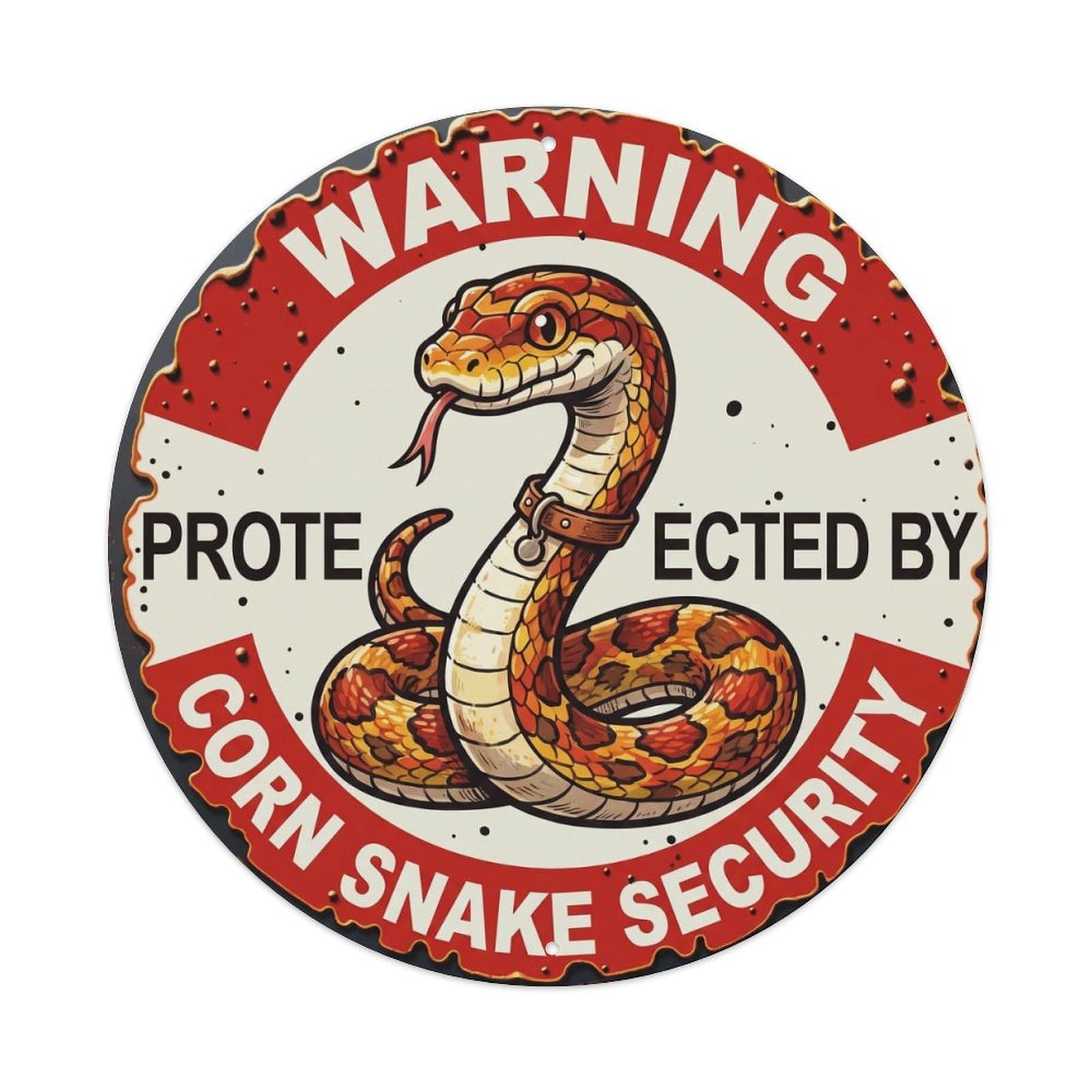 Tgrcjimh Style Metal Tin Sign Warning Protected By Corn Snake Security Vintage