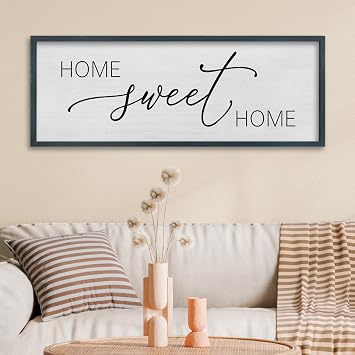FZMHASLWW Home Sweet Home Wall Decor, 32X 12 Farmhouse Living Room Above Couch Room Rustic Horizontal Sign, Modern Family Hanging Plaque Wall Art Black