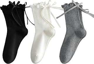 Cute Socks with Bows for Women - Fun Ruffle Socks, Crew Sock with Polka Dot | Cute Bow Design, Soft & Breathable Fabric
