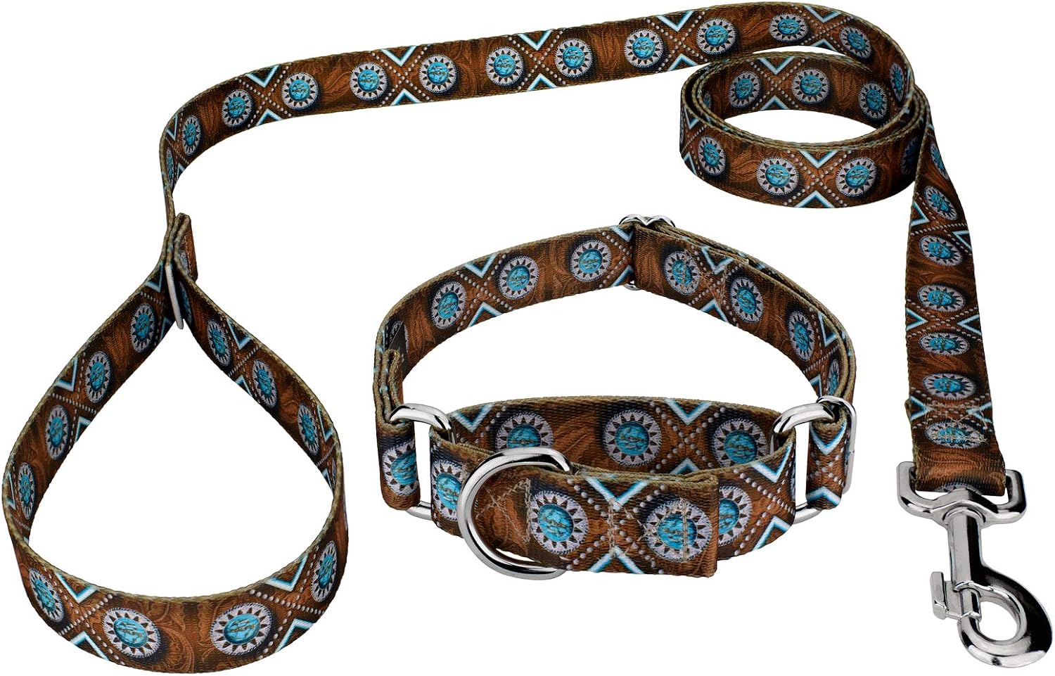 Country Brook Petz - Saddle Up Martingale Dog Collar and Leash - Country and Western Collection Featuring Rustic Designs (1 Inch, Large)