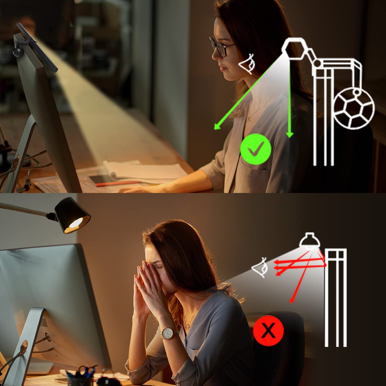 Barra de luz de monitor de computadora 40 cm USB LED lámpara de escritorio, cuidado de los ojos, sin deslumbramiento de pantalla ahorro de espacio, lámpara de oficina en casa