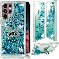 Vista 5 de Zase Funda transparente compatible con Samsung Galaxy S22 Ultra 5G, con purpurina líquida, linda funda protectora flexible de ajuste delgado, diseño