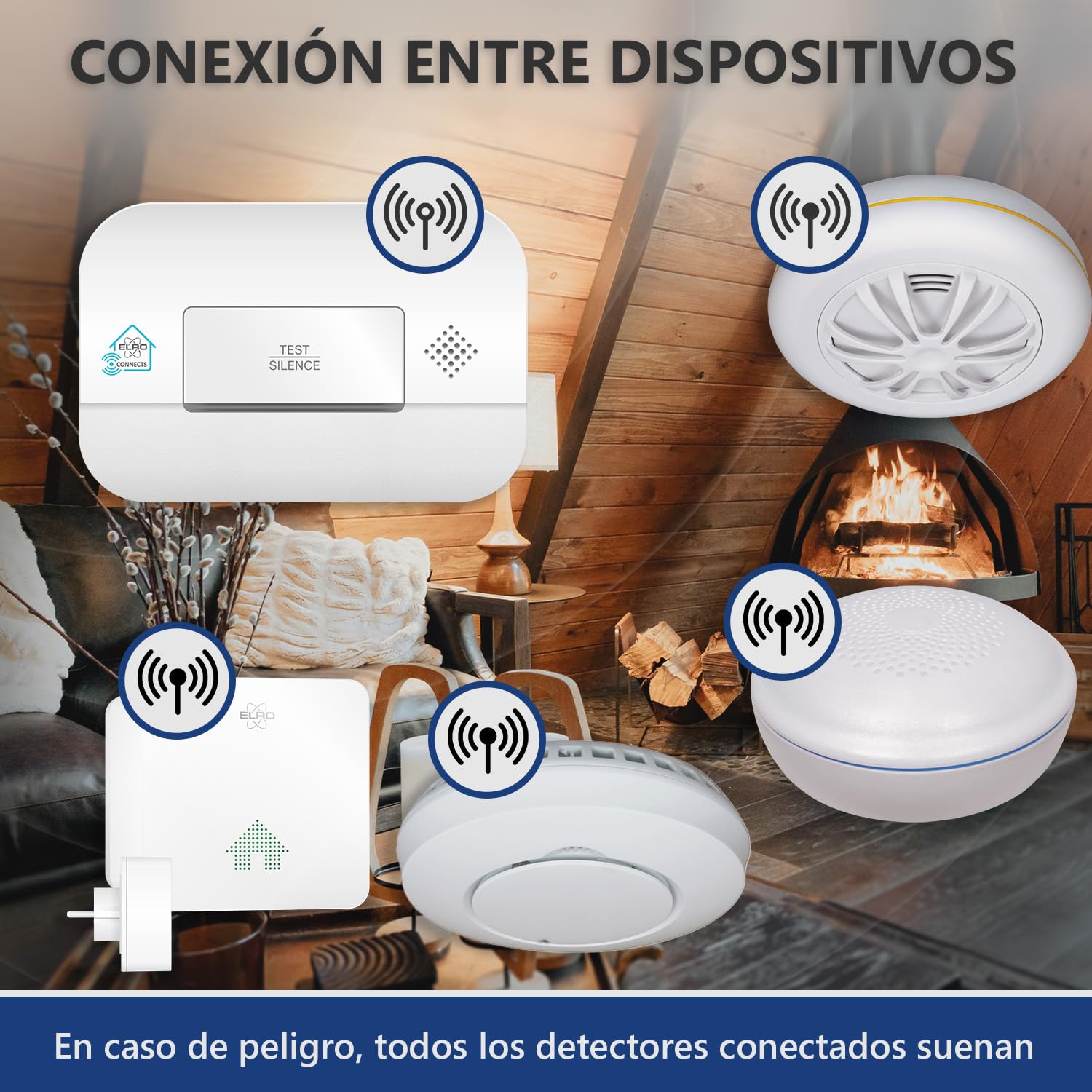 ELRO FC4902R | Detector de Monóxido de Carbono Interconectable Inalámbricamente | Sensor de 10 Años | Cumple con la Norma Europea EN50291 | Blanco | 1 Unidad