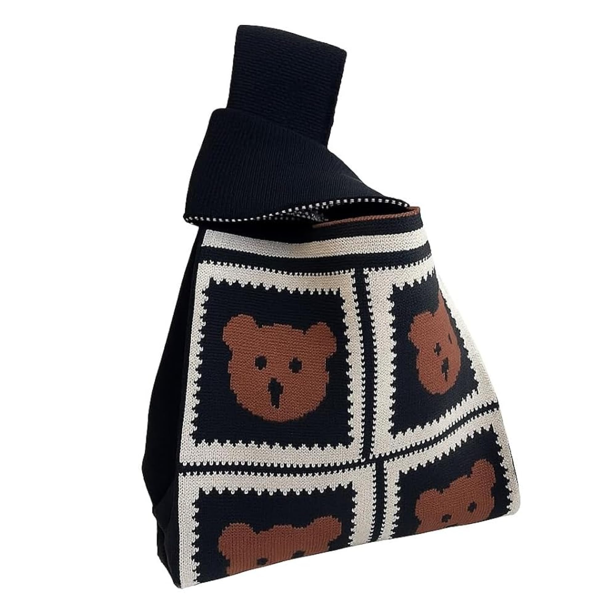 wizmo Women's Knit Wrist Bag Crochet Wrist Handbag for Women Girls Small Handbag Wristlet Knot Pouch Women's Knot Tote Bag Portable Canvas Bag Small Purse Cute Tote bag for Shopping Work travel-picture-38