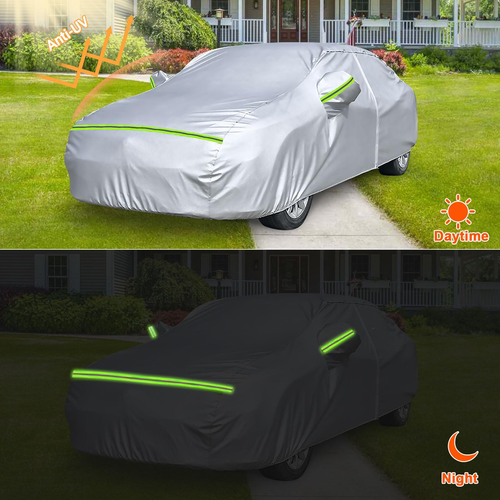 Autoabdeckung Outdoor Wasserdicht Passend für Porsche 911 991 992 996 997 1998-2025, Sommer Vollgarage Autoplane Auto Abdeckplane Outdoor Abdeckung für Regen Sonne Staub UV-Schutz, Silber