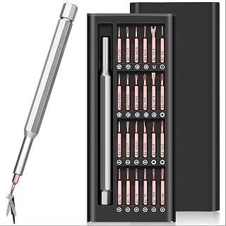 Small Screwdriver Set - EvsKeu 24 in 1 Magnetic Percision Screwdriver Set with Torx, Phillips, Flat head, Hex, etc, Premium Mini Screwdriver Set for Phone, PC, Watch, Eyeglass (Black Case & Red Bits)