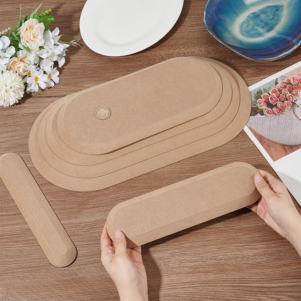 PH PandaHall 6 Sizes Pottery Molds Wooden Clay Molds Drape Mold for Handbuilding Ceramic Mold Oval Pottery Forms Clay Drying Board for Ceramic Plate Bowl Making DIY Crafts 9.6~16.3 Inch