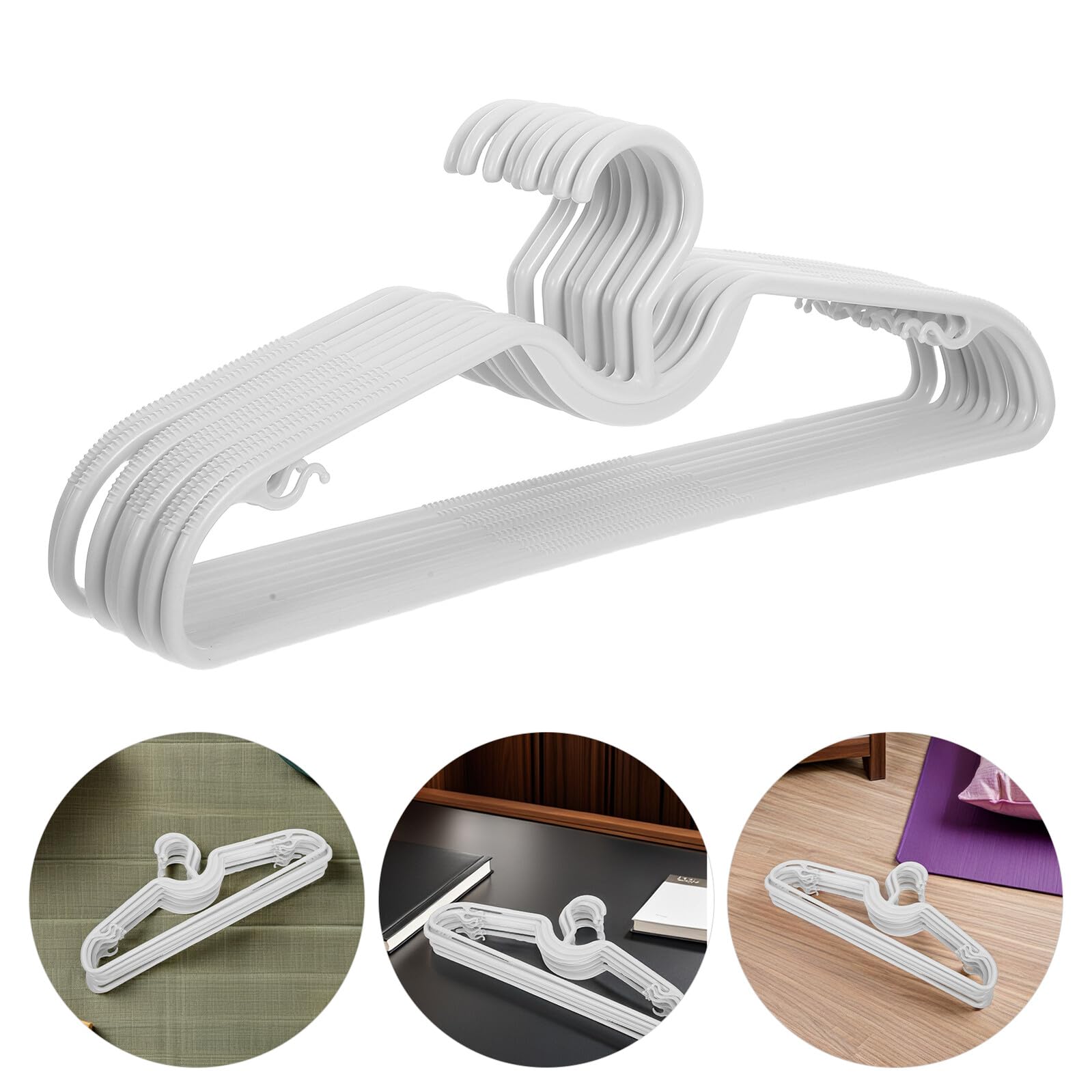 SHINEOFI 20 Pezzi Grucce Antiscivolo in Plastica Bianca a Collo Corto, Appendiabiti Portatili per Camicie, Maglioni e Gonne, Organizer Armadio per Uso Domestico e Viaggi