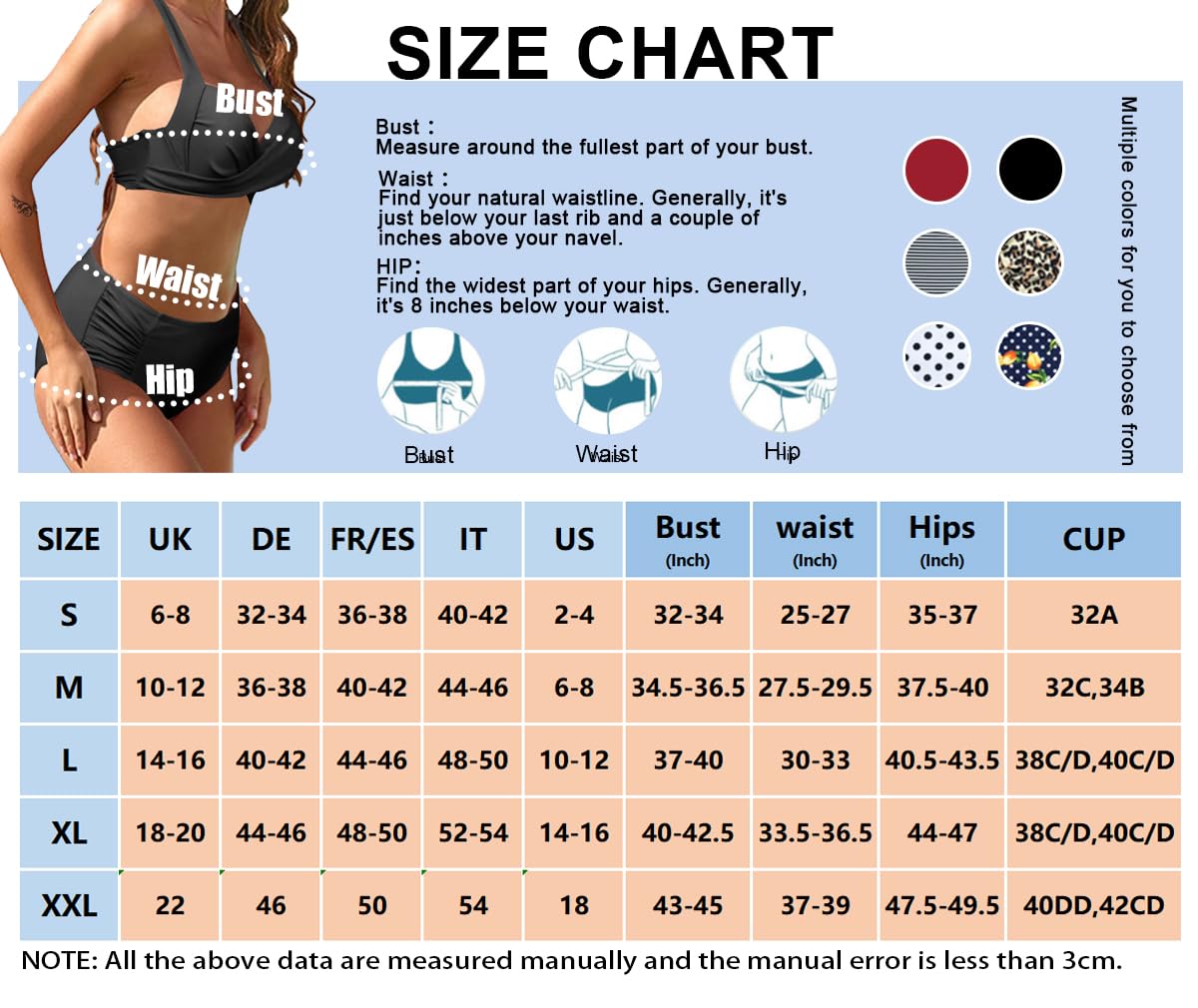 Rayson Donna Bikini a Vita Alta Due Pezzi Swimswear da Bagno Estate Spiaggia Costume Push Up Reggiseno Costumi Nuoto Morbida Stampato