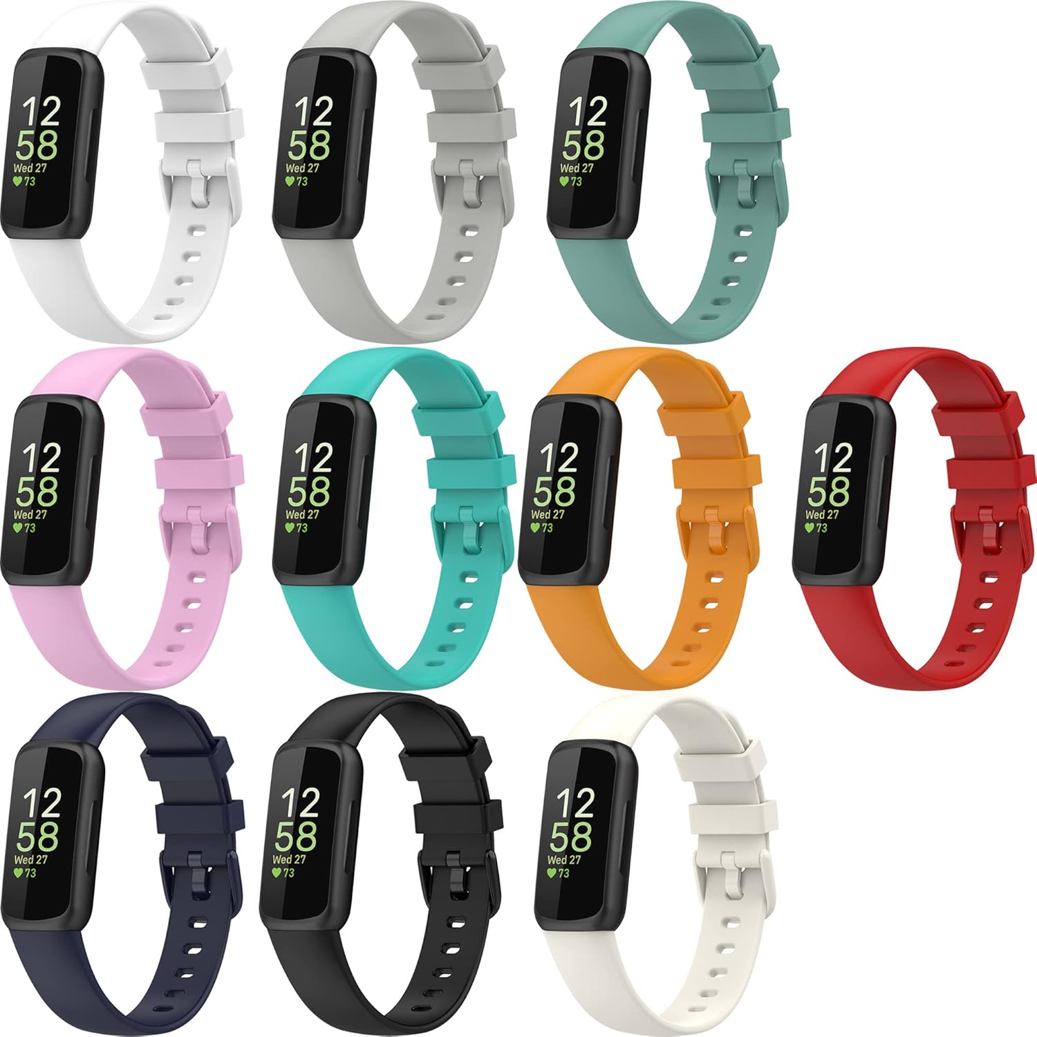 (1 Pack) Bands Straps Intended for Fitbit Inspire 3 Health & Fitness Tracker, Colorful Comfortable Flexible Silicone Band Rubber Strap Wristbands Sports Accessories for Inspire 3