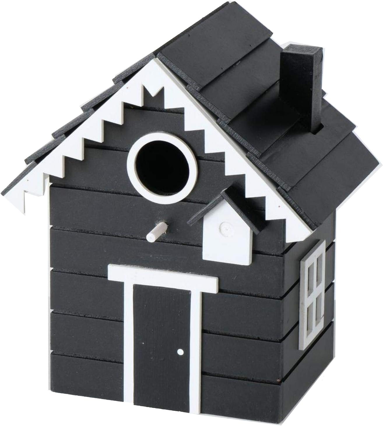 CasaJame Pajarera de madera para balcón y jardín, nido, casa para pájaros, pajarera, color negro, 17 x 12,5 x 20 cm