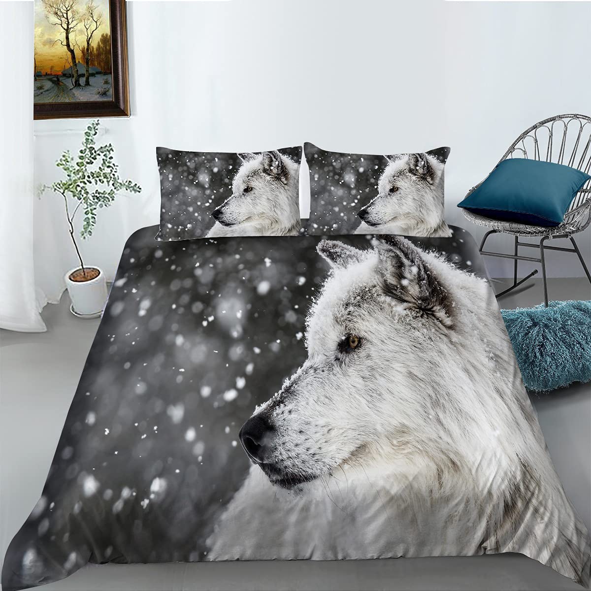 Housse de couette loup 220x240 parure de lit imprimé animal 3D Stillshine Couleur2