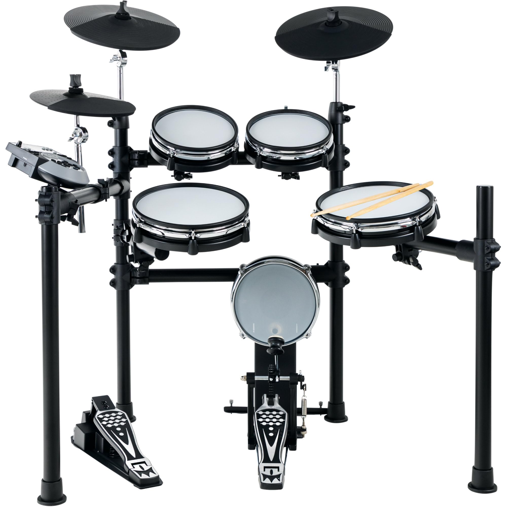 XDrum DD-530 Set de Batería Electrónica con Parche Mesh, Rack para batería | 4 pads de batería estéreo con parches mesh (2 x 8", 2 x 10"), 3 pads de platillos estéreo (HiHat 10", Crash 12", Ride 12")