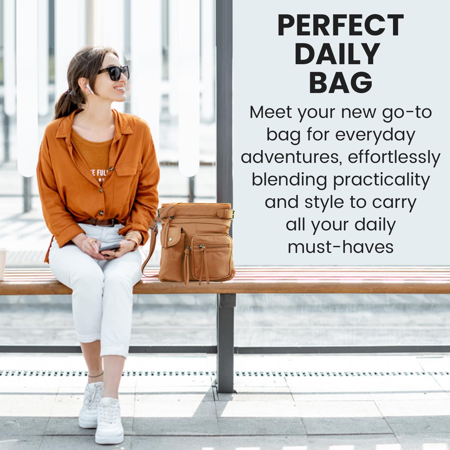 Krediz Leather Crossbody purses for Women, Soft & Durable Purses for Women Trendy, Multi Pocket travel bag, Adjustable Strap