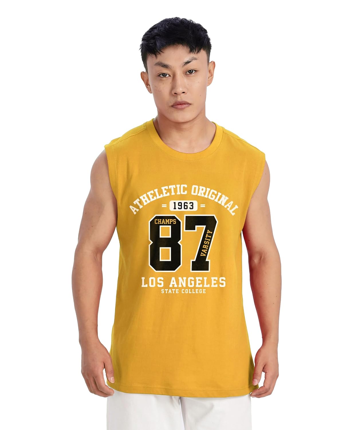 SHODOX® Men's 100% Cotton Tank Tops Round Neck Sleeveless Sports Loose fit Vest (Pack of 1)