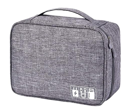 Bellveen Universal Travel Digital Accessories Organizer Storage Case Pouch Bag for Electronic Gadgets,Camera, Portable Charger, Cables, Earphone, Power Bank, Hard Drive, SD Card-Colour :Grey 1-pcs