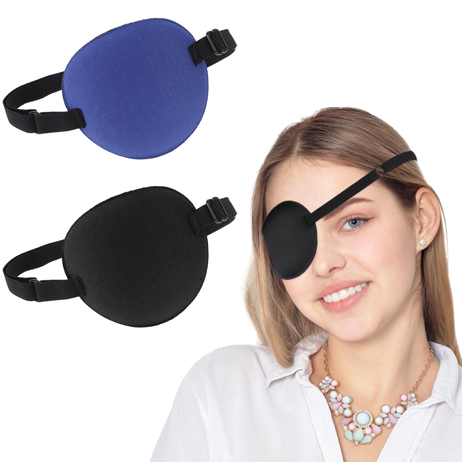 2Pcs 3D Adjustable Eyepatch Soft Right or Left Eye Patches