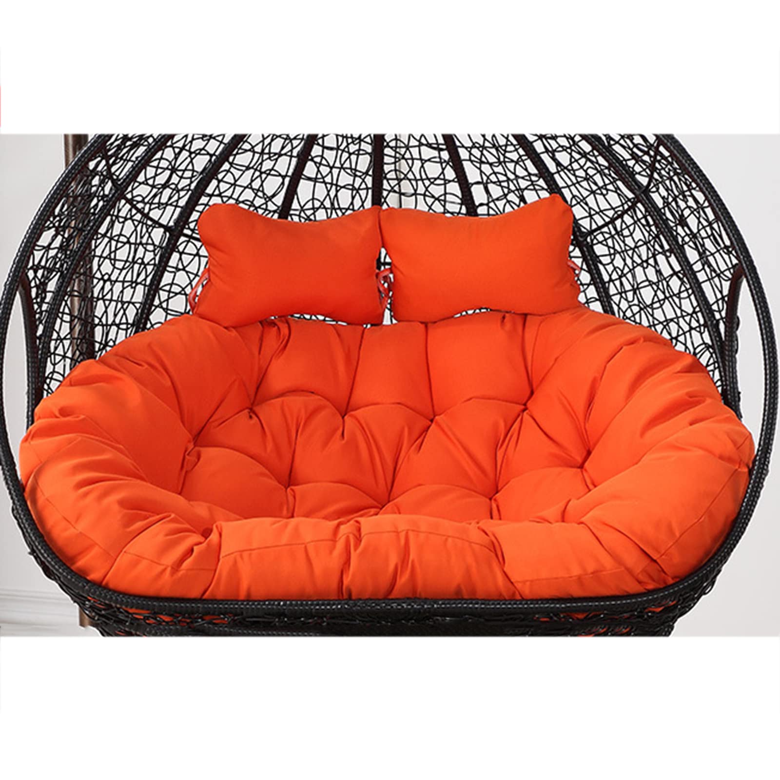Double Egg Hanging Chair Cushion Only, 2 Person Swing Chair Cushion Waterproof, Washable Hanging Basket Seat Cushion, 16cm/6.3in Thick 2 Seater Chair Cushion for Outdoor Indoor(Color:Orange)
