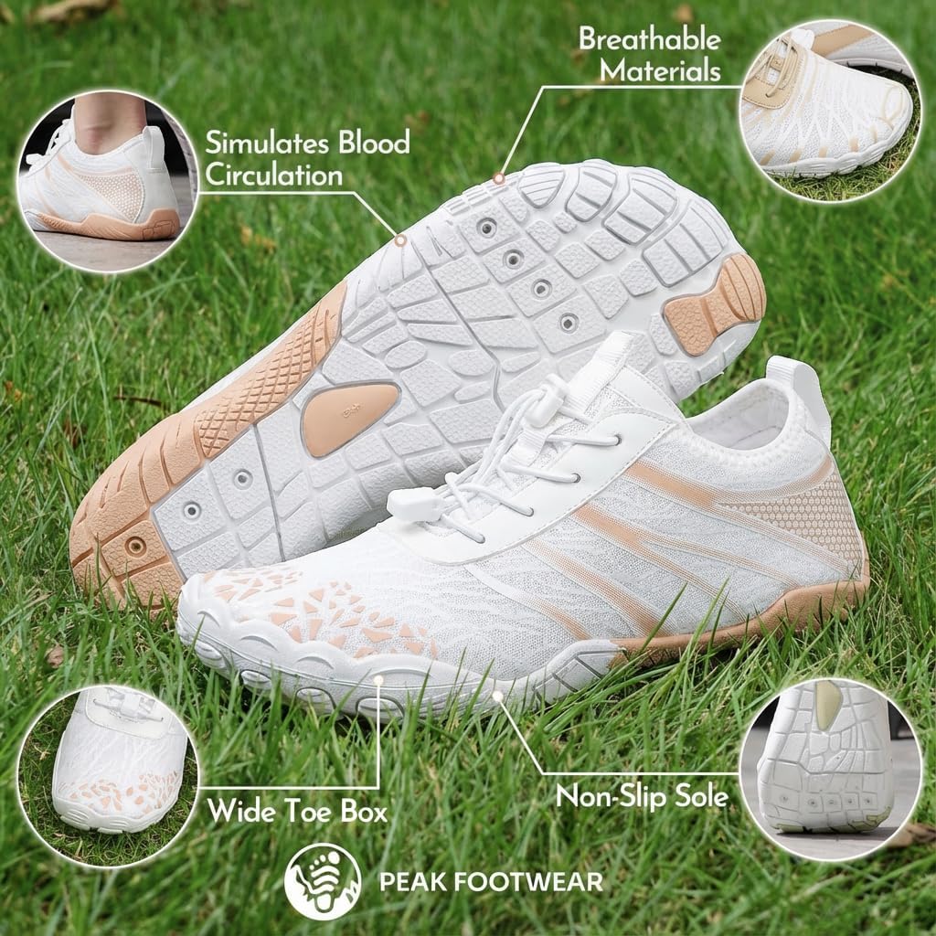 Peak Footwear Non-Slip Barefoot Shoes – Zero Drop Minimalist Barefoot Shoes with Wide Toe Box & Flexible Sole for Natural Movement, Everyday Comfort, All-Season Urban & Outdoor Wear (Unisex)