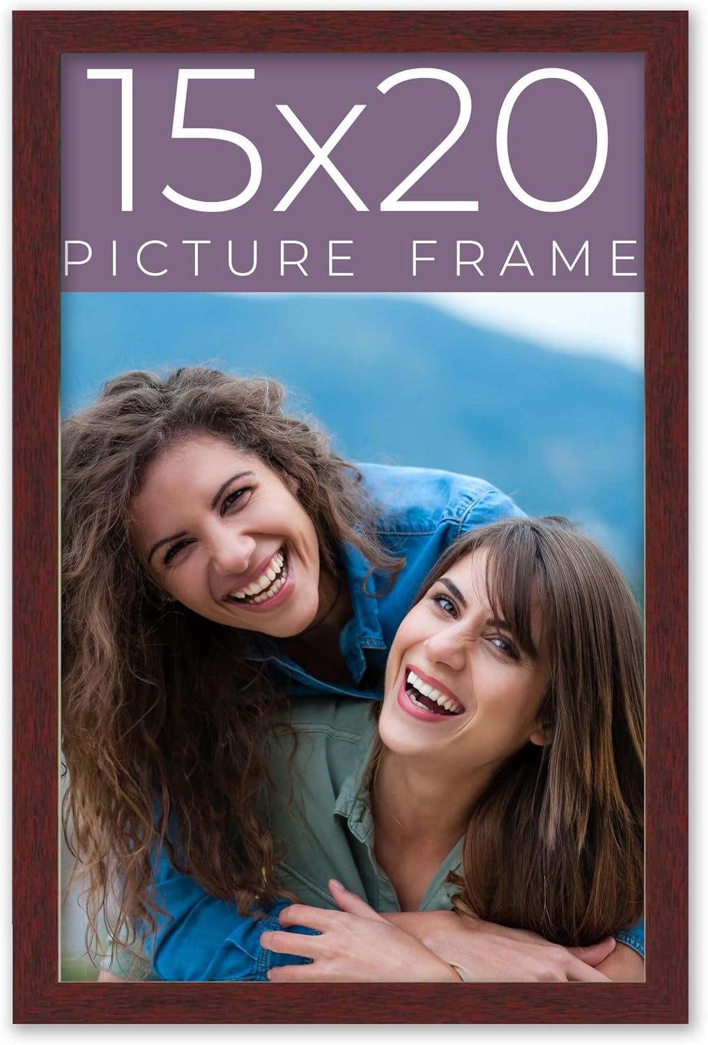 15x20 Frame Brown Solid Wood Picture Frame Width 0.75 Inches | Interior Frame Depth 0.5 Inches | Dark Wood Traditional Photo Frame Complete with UV Acrylic, Foam Board Backing & Hanging Hardware