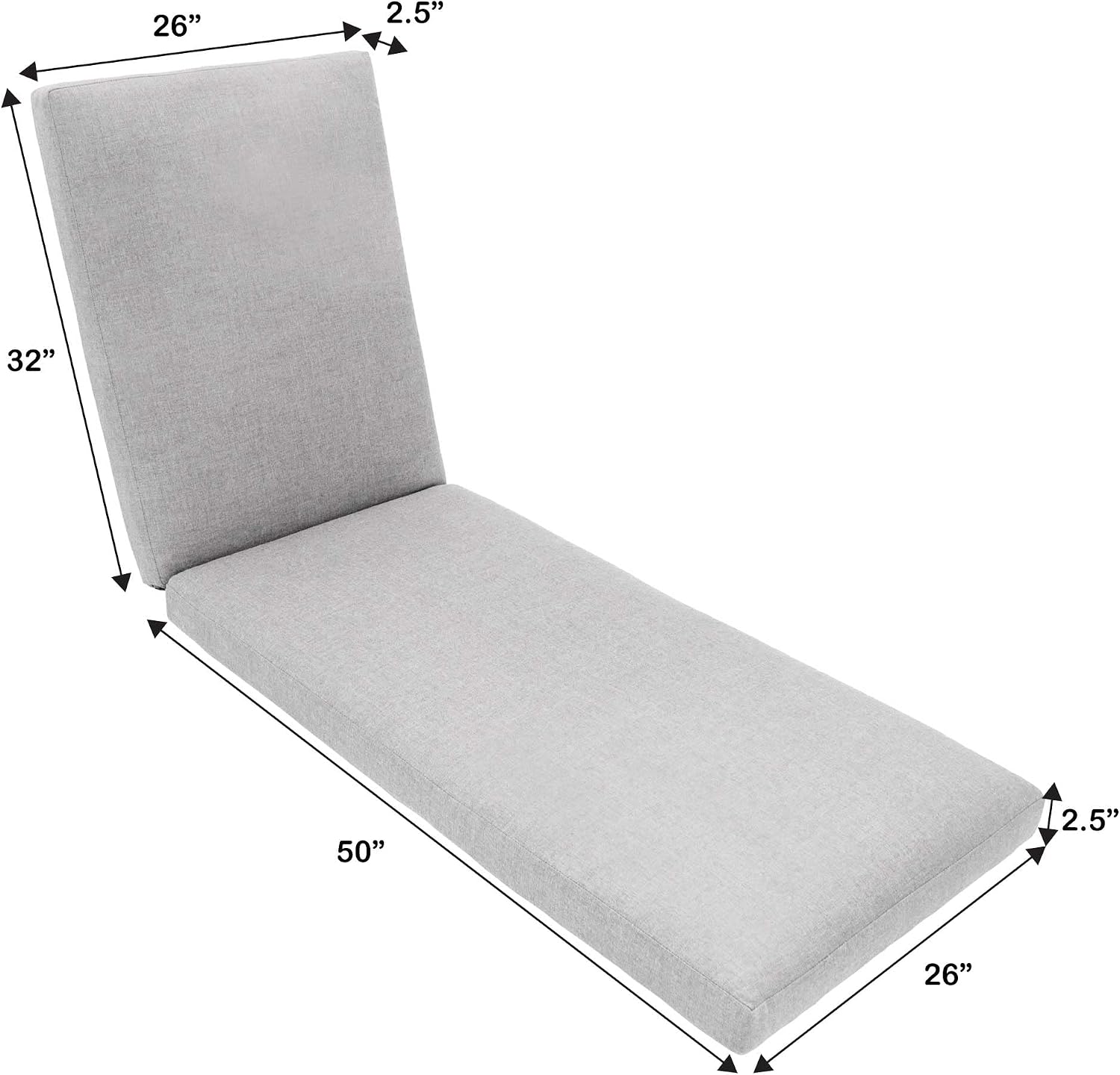 Eddie Bauer Home Outdoor Chaise Cushion, Knife Edge, 26 W x 82" L x 2.5" H, Cast Slate