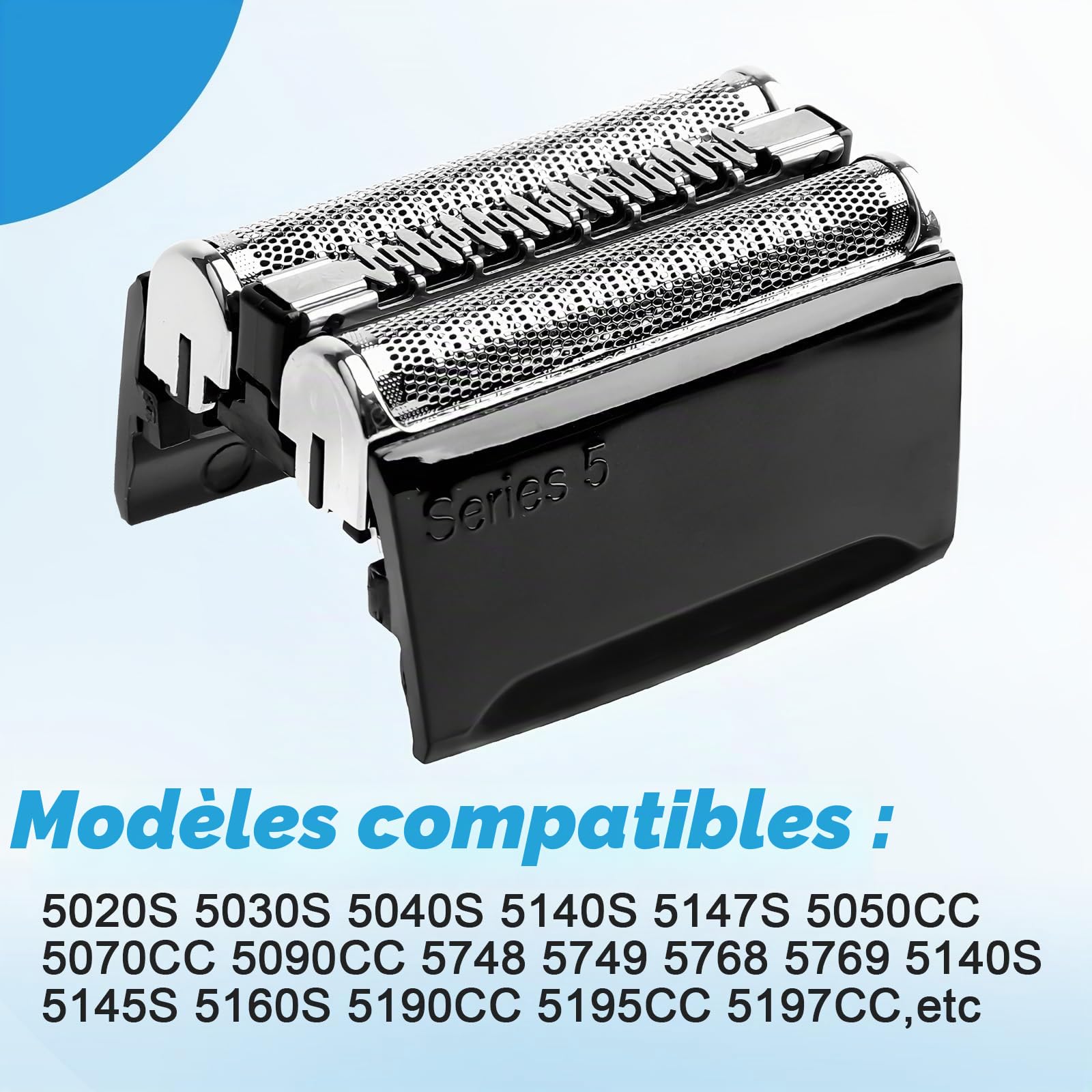 Lot de 2 lames de rechange 52B Series 5 compatibles avec les rasoirs électriques série 5, 52B et lames de coupe compatibles avec 5018S, 5020CS, 5050CS, 5031S