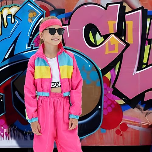 Miniatura 6 de TIMSOPHIA Traje de baile de hip hop para niñas, 5 piezas de disfraces de baile, ropa moderna de rendimiento de equipo de jazz, conjunto de chaqueta