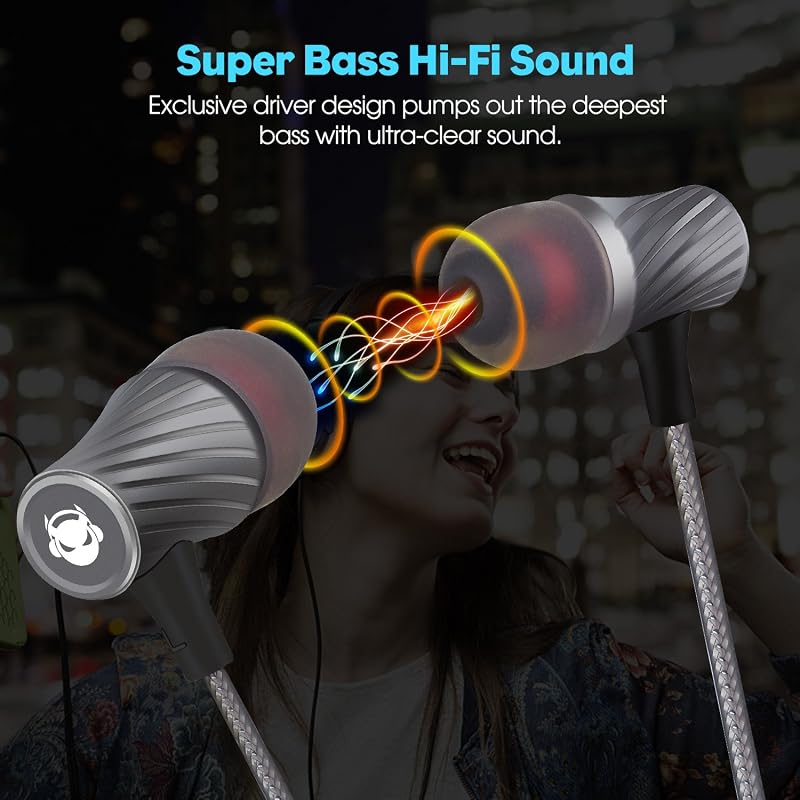 Wired Earbuds with Microphone Super Bass Passive Noise Cancelling Corded image 3