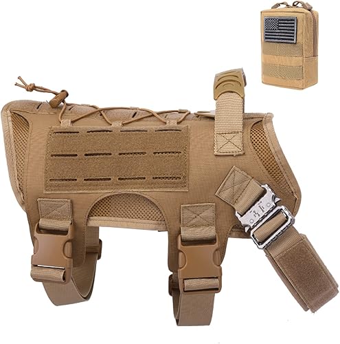 Miniatura 10 de Gepopet Arnés para perros medianos y grandes, arnés táctico para perro con bolsa Molle, chaleco ajustable para perro de servicio con 4 hebillas de