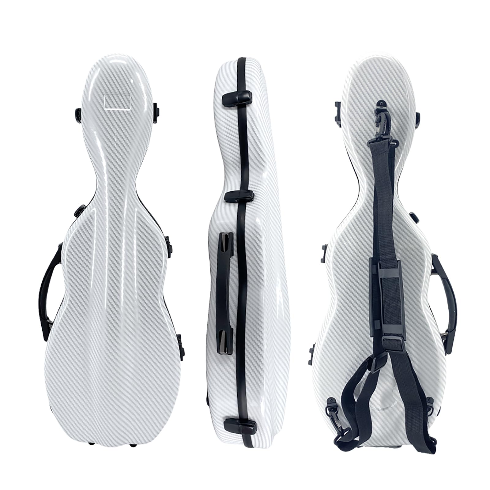 Funda para violín 4/4 con correas de mochila, carcasa rígida ultraligera de viaje de fibra de carbono con soportes para lazos e higrómetro, máxima protección, impermeable y duradera (blanco)