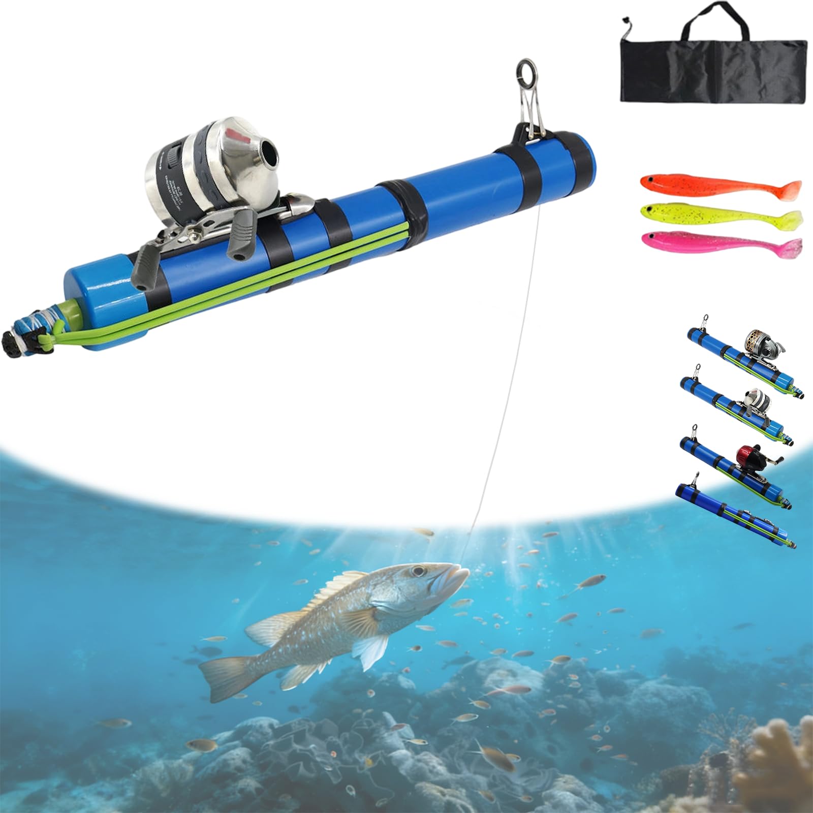 Fishing Catapult Rod, 2026 Upgrade Telescopic Precise Lure Launcher Fishing Tool, Compact Sling Shot Fishings Pole Reel for Saltwater and Freshwater, Funny Fishings Gifts for Men