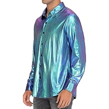 Satin Shirts for Men Loose Fit Long Sleeve Button Down Tshirt Fashion Solid Button Tee Top Party Prom Shirts 2024